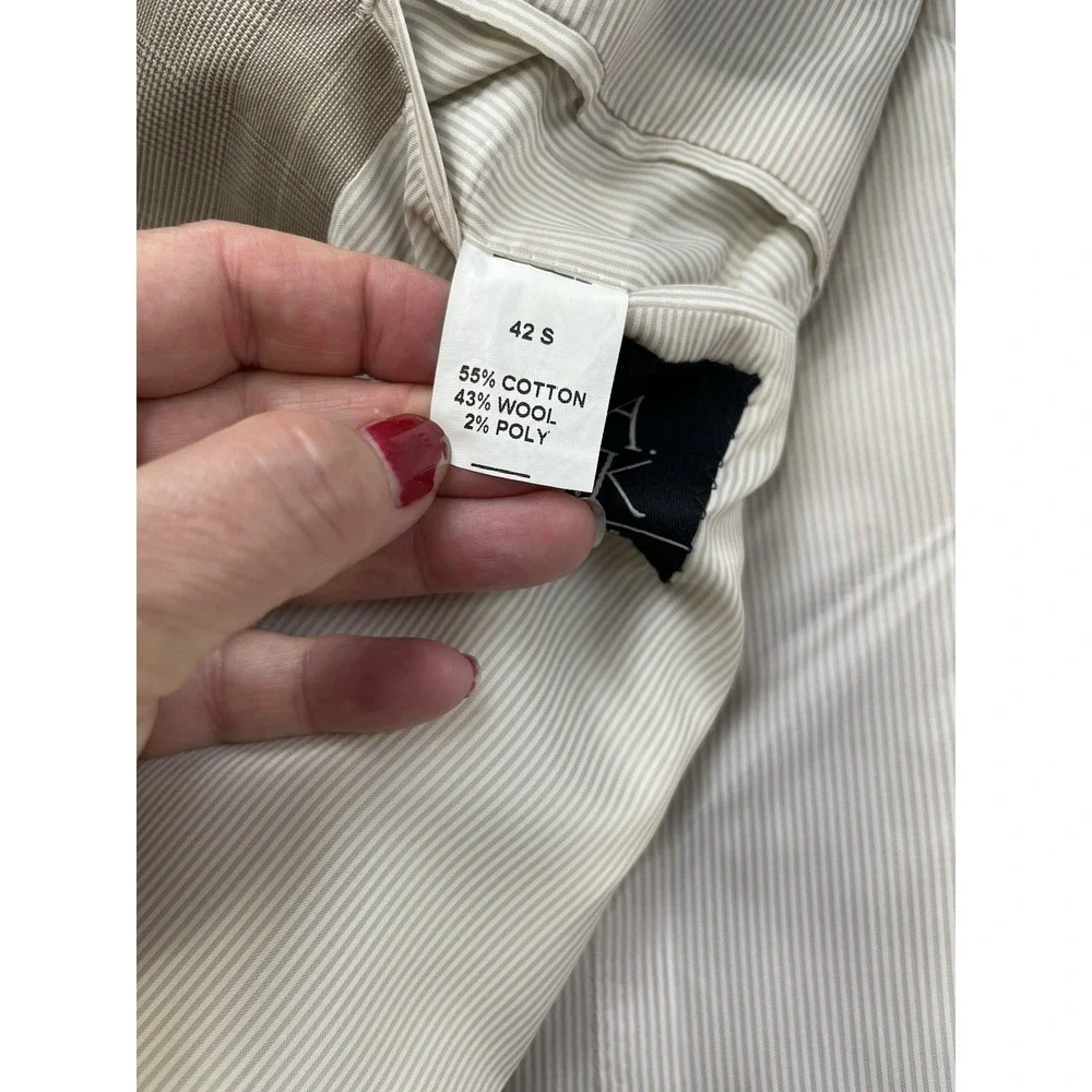 Jos A Bank Men Suit 42 Beige Plaid‎ Wedding Wool Blend Blazer 2 pc Pants 34x28